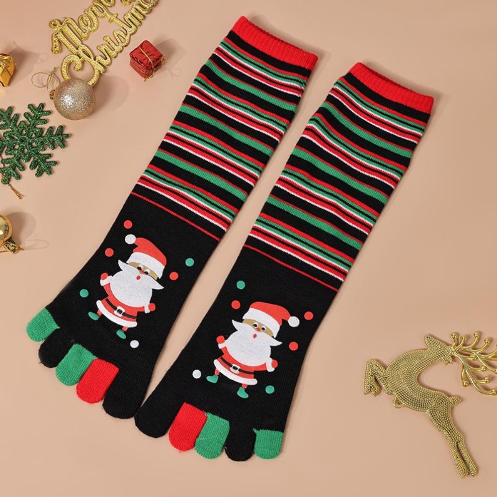 Winter Warm Christmas Toe Socks Cartoon Printed Leg Warmer High Socks Women Boot Sock  Xmas Party