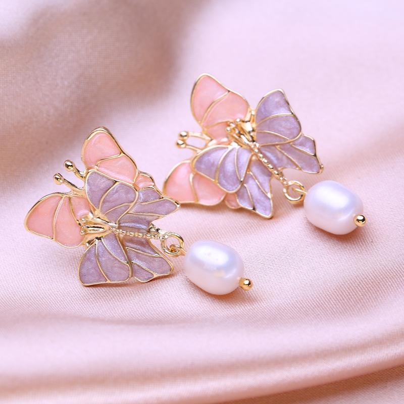 KNIKOO Серьги-бабочки для женщин, модные серьги с цветами, ювелирные изделия для свадебной вечеринки, подарки, серьги