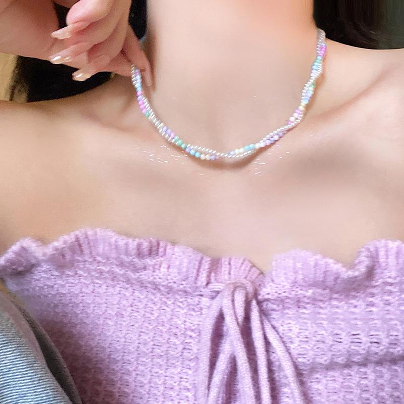 Двойное ожерелье из бусин, жемчужной раковины, маленькое, свежее, милое, для девушки, цепочка на ключицу, ожерелье в стиле ins, женское