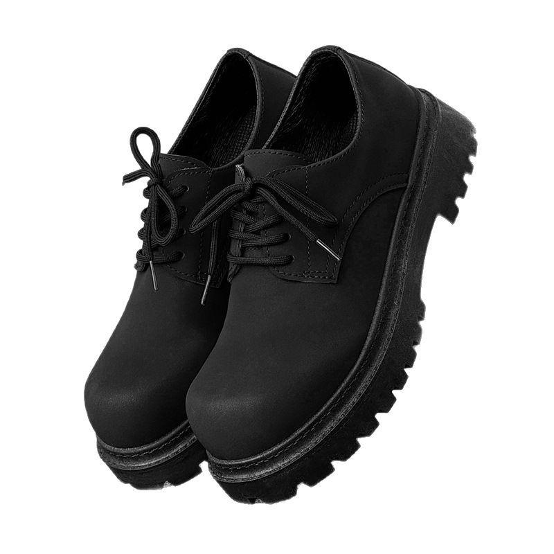 Big Head Derby Leather Shoes Men's Low Top Thick Sole Heightening British Style Youth Casual Leather Shoes Personalized Niche Martin Boots