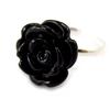 [K4168] - Black 'Rosa Romantica' Silver Ring