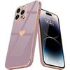 Case - Case - for iPhone 14 Pro - Purple - Golden Heart Pattern - Shockproof Protection