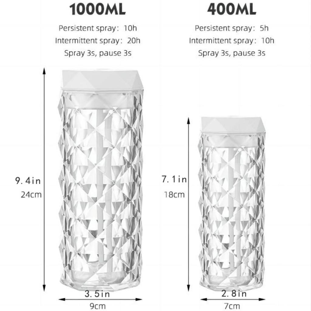 1 шт. 400/1000 мл цветной USB кристаллический увлажнитель воздуха с атмосферным светом с ароматерапией и очисткой воздуха для спальни и рабочего стола