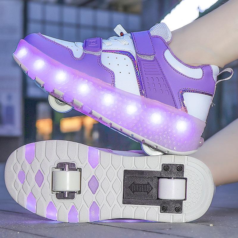 Прямые продажи с фабрики, взрывная обувь, мужские и детские двухколесные заряжаемые кроссовки, высокая ценность 6-16 лет, роликовые коньки с колесами