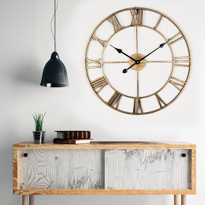 60 см европейские бесшумные белые железные настенные часы - креативный, модный металлический дизайн для простого украшения гостиной