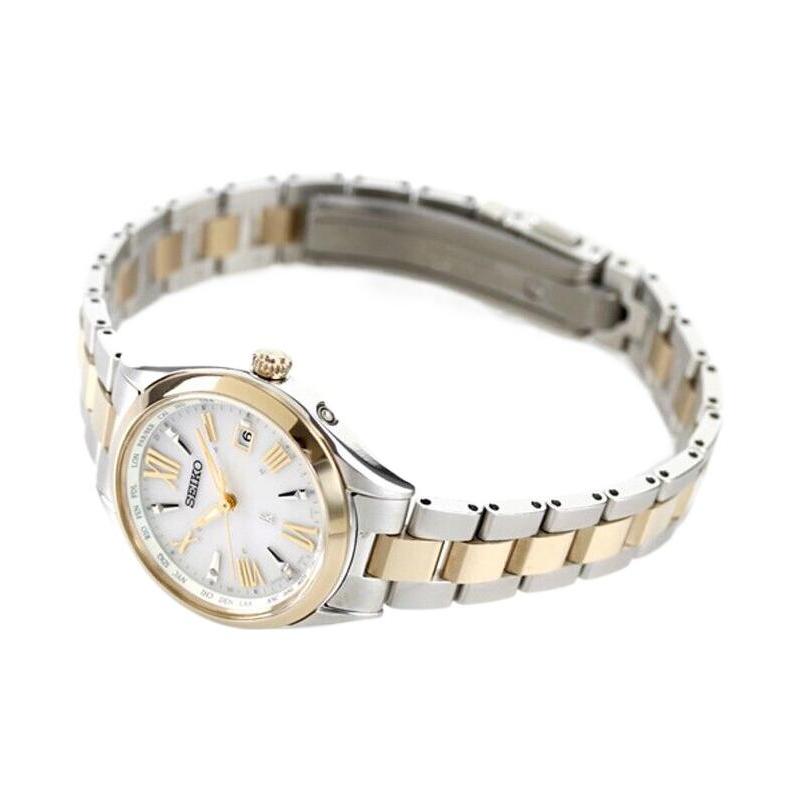 SEIKO Antimagnetic Solar Quartz Titanium Strap Women's Watch White Dial SSQV106