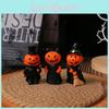 Material Resin Halloween Demon Miniature Figures Decor Set With Pumpkin Broom