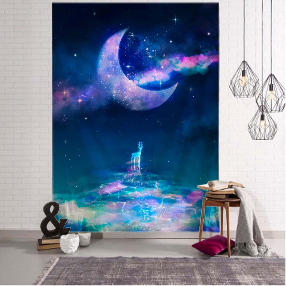 VIKAMA Psychedelic Wind Mushroom Tapestry Fadeproof Scifi Wall Wall Hanging Game Room Escape Room Music Festival Wall Tapestry