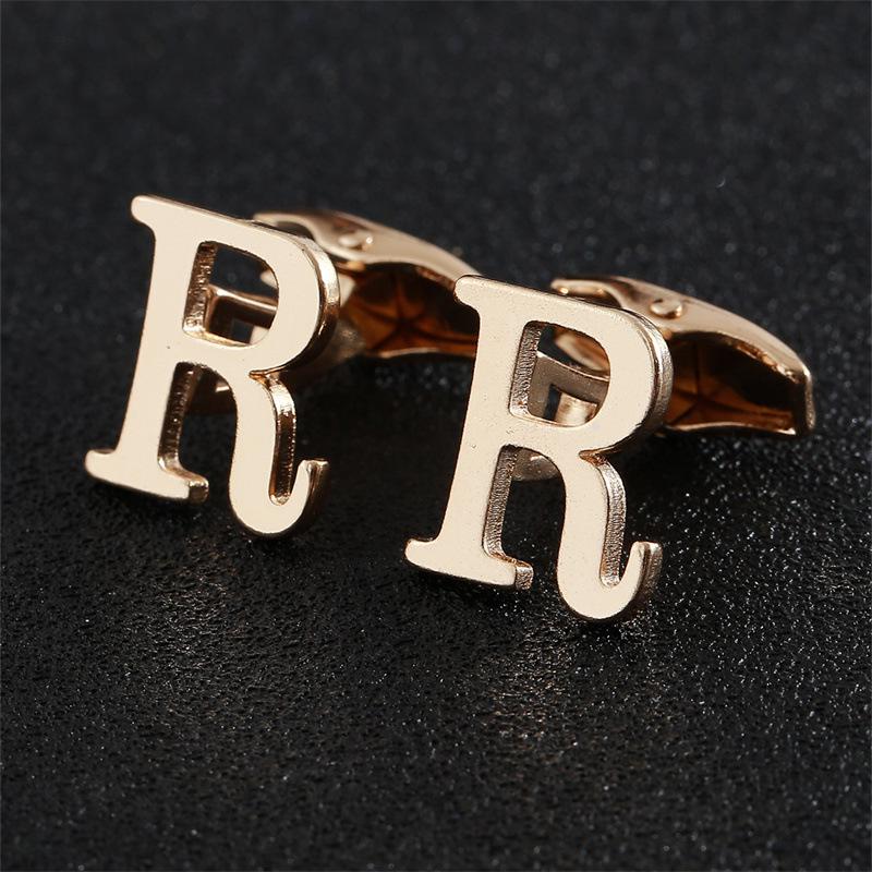Эксклюзивные мужские запонки в виде золотых букв алфавита - Элегантный дизайн для французских рубашек