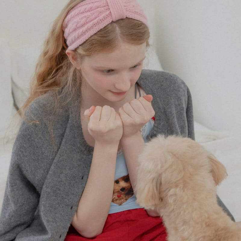 Mellotory 100% кашемировая кабельная повязка для волос (розовый)