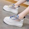 Сетчатая дышащая внутренняя часть увеличивает рост, маленькие белые туфли для женщин, весна 2025, новый дизайн, чувство соответствия цвета, универсальные спортивные и развлекательные туфли для сноуборда
