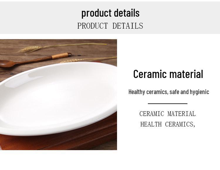 Extra Large Thickened Oval Ceramic White Steaming Fish Plate for Restaurants