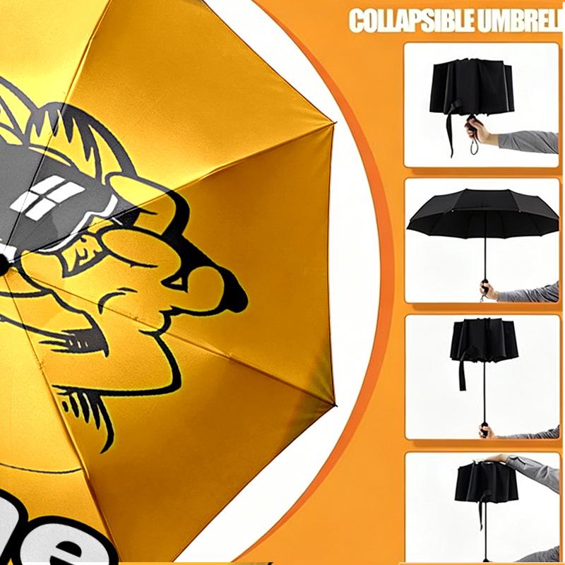 Custom Name Personalized Garfield Print Umbrella, Auto Open Close, 8‑Rib Sturdy Frame, Commute Camping Hiking Use, Birthday Gift