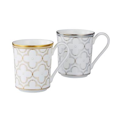 Кружка Noritake цветная пара 395 мл Trefolio 2 штуки Костяной фарфор (сменный набор) приблизительно. Золото/Платина Золото/Платина P93656/4945-57