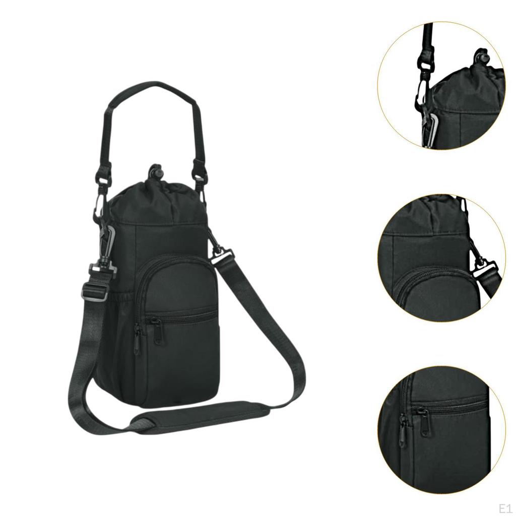 Сумка-переноска для бутылок с водой, регулируемый плечевой ремень для мужчин и женщин с карманом на молнии