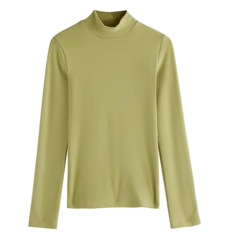 [AYILYFE] топы с высоким воротом женские футболки с длинным рукавом внутренняя часть рубашки однотонная многослойная одежда защита от холода и тепла весна осень