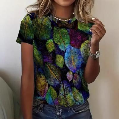 Повседневный модный тренд Высококачественная женская футболка с коротким рукавом и круглым вырезом