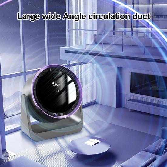 Mini Electric Desktop Fan LED Digital Display 5 Speed Adjustable Quiet Home