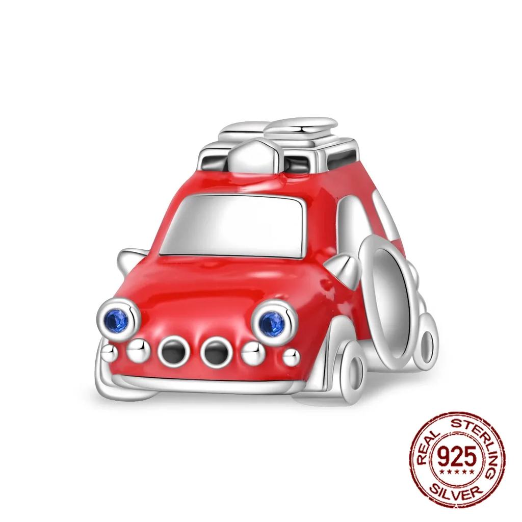 Шармы Бусины Серии Красного Цвета Медь Кровь Сердце Любовь Машина Клубника Фрукты Подвеска Подходят Оригинальному Браслету-Бэнглу DIY Ювелирные Изделия