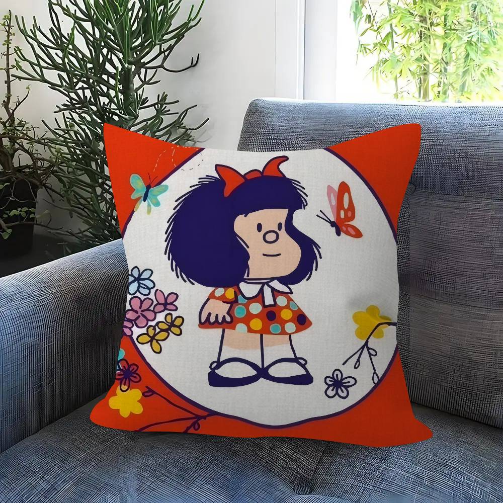 Pillow Cushion Cover Pillowcase Living Room Sofa Home Decor Customized Cartoon Cute Mafalda
