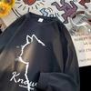 Новый супер огонь инс кошачий свитер с круглым вырезом мужской и женский свободный повседневный модный простой