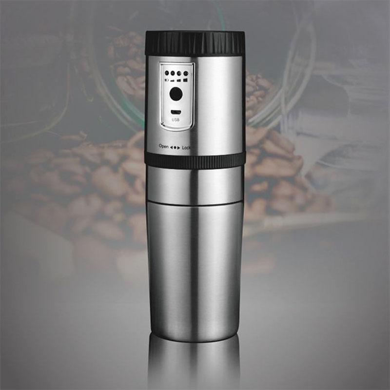Portable Coffee Maker For Car Multifunctional Mini Espresso Machine Electric Coffees Grinder USB Charging Stainless Steel
