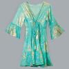 Coral Print Dress Turquoise Gold Nomad