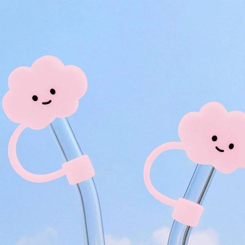 Straw Covers Cute Cloud Shape Suction Tube Cover Silicone Straw Tips Covers Reusable Straw Protectors Party Drinks Tube Dust Cap