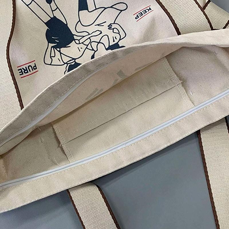 Большая вместительная холщовая сумка для женщин с принтом, школьная сумка для книг, дорожная легкая сумка, японская сумка на плечо