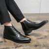 Ботинки челси мужские осень 2024 новые высокие кожаные туфли в британском стиле средней высоты черные рабочие костюмные короткие остроносые ботинки классические ретро