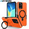 KEYSION Shockproof Case for VIVO Y15S Y15A Y15C Y01 Soft Silicone+PC Ring Stand Phone Back Cover for VIVO Y16 Y02S Y02t Y02A Y02