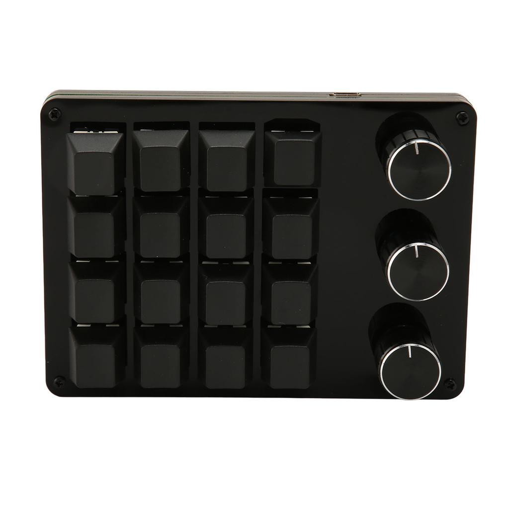 Programmable Keypad 16 Keys 3 Knobs Blue Switch Mechanical Hot Swappable Mini Keypad for Gaming Office Media