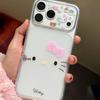 Прозрачный милый чехол для телефона KT Cat с окошком для Apple 17PROMAX, 16, 15, 14 и матовый 13