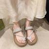 2024 Лето Новые Бабочки Яркие Алмазные Сандалии Женщины Носят Толстую Подошву Сложенный Носок Не Усталые Ноги Сандалии Пляжная Обувь