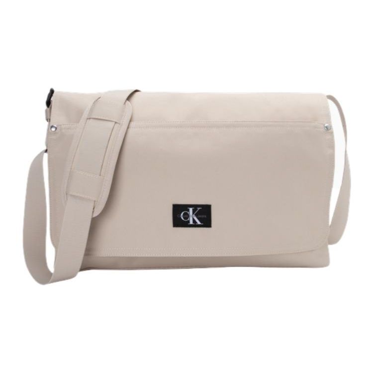 Calvin Klein Minimalist Commuter Logo Flap Adjustable Shoulder Strap Fabric Crossbody Bag Medium Men bags Milk HH3758-265