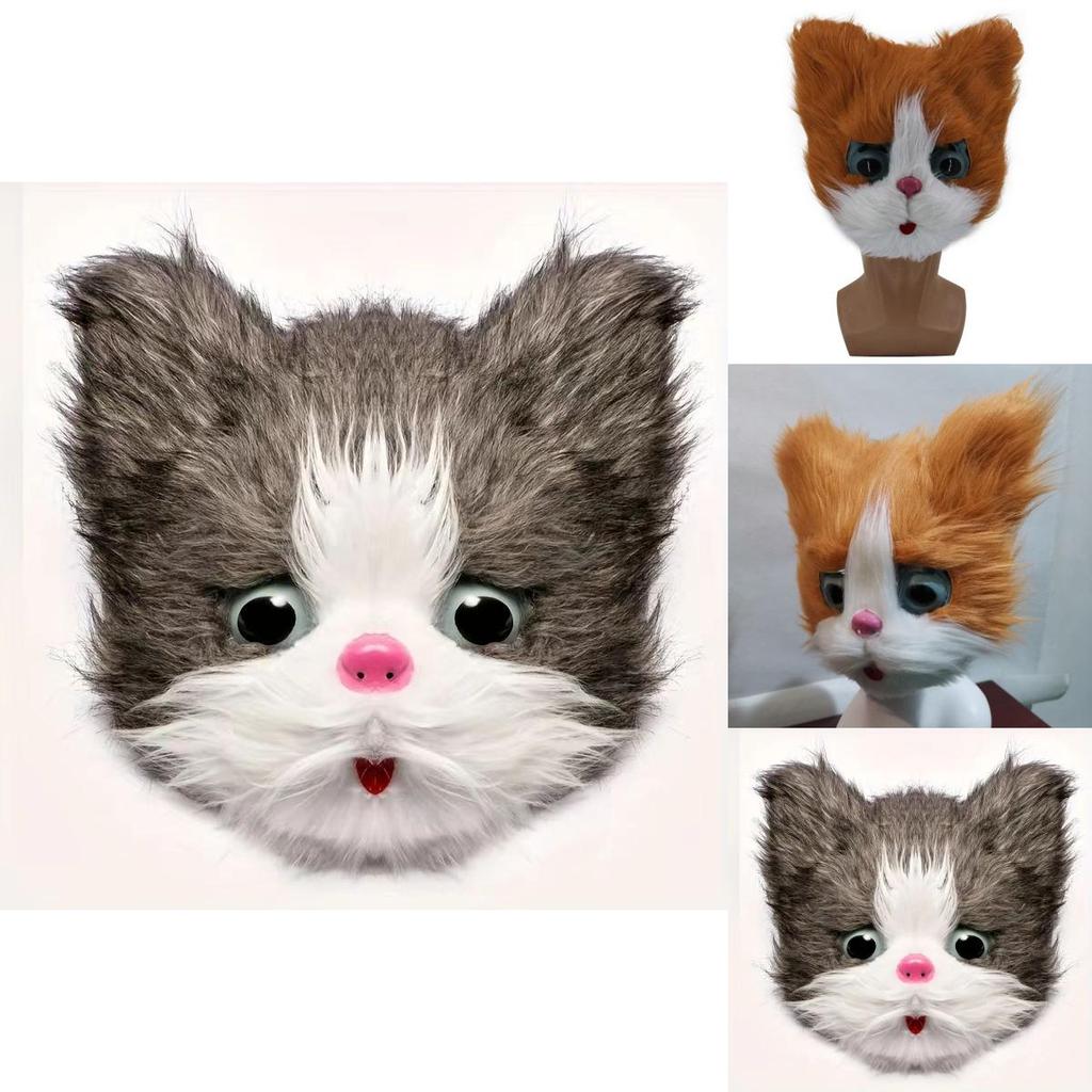 Милая плюшевая маска кошки Очаровательный головной убор животного для Хэллоуина и праздничных вечеринок