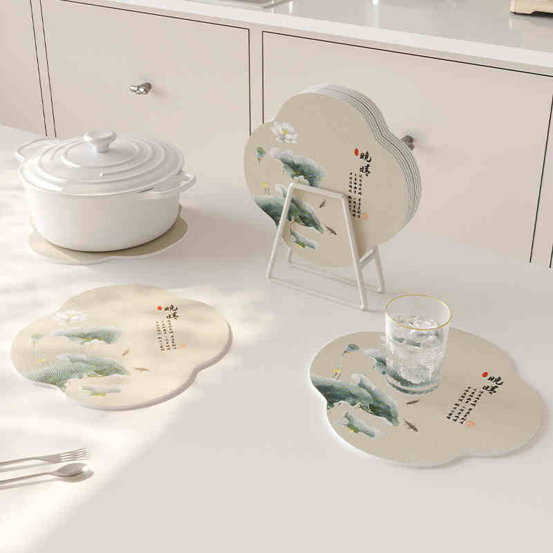 Подставки под лотос Кожаные подставки для обеденного стола Теплоизоляционные водонепроницаемые коврики Бытовые подставки под чайные чашки Защищающие от ожогов Нескользящие коврики Домашняя подставка