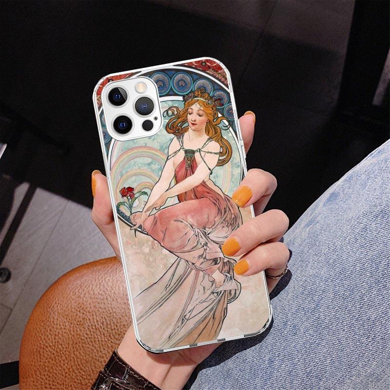 Альфонс Муха Весна Чехол для iPhone 17 Air 16 16E 11 12 13 Mini 14 Plus 15 Pro Max 7 8 + SE 2020 Чехол для телефона Coque 17 A