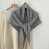 100% Pure Wool Women's Triangle Shawl: Knitted Scarf, Solid Color, High-End and Versatile Neck Warmer
