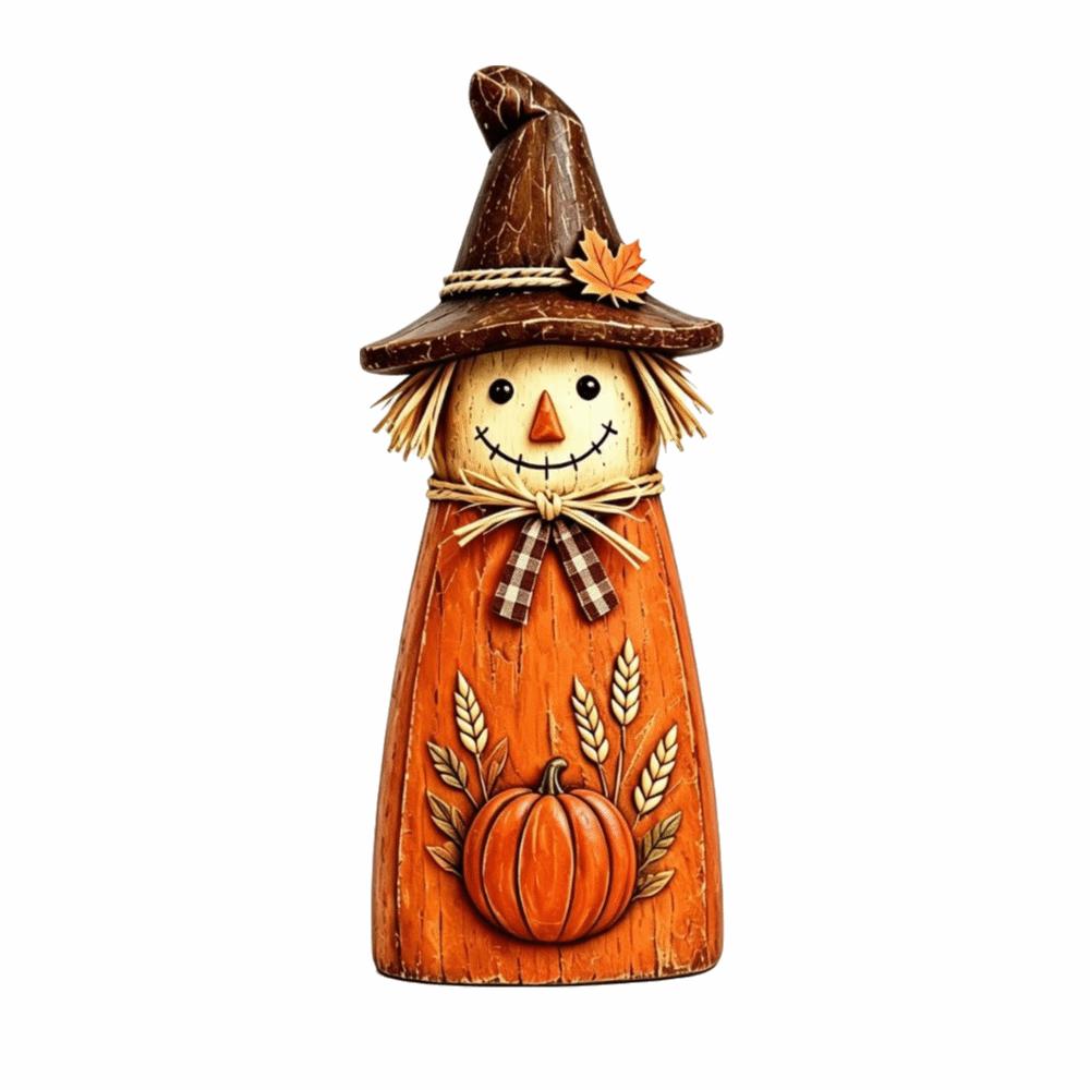 Rustic Witch Cat Decor Double Side Desktop Decoration Wooden Halloween Figurine Indoor Decor