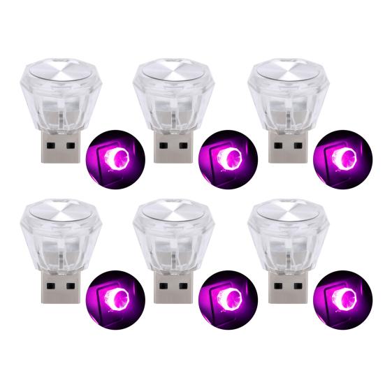 6 шт. USB автомобильное окружающее освещение портативное красочное освещение высокой яркости мини авто светодиодная атмосферная лампа бытовые автомобильные аксессуары