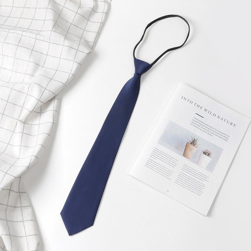 Tie Men's Formal Business 8cm Pure Plain Lazy Zipper Tie