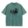 Forest Coffee O Neck Washed Retro T Shirts Christmas Casual Tops Tees Short Sleeve Family Pure Cotton Washed T Shirts Mens