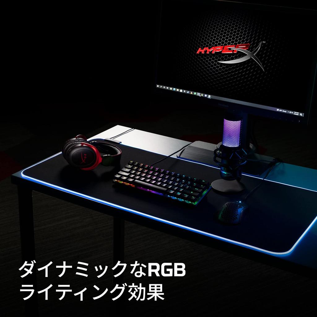 HYPERX Игровой коврик для мыши Pulsefire Mat RGB с RGB XL Настраиваемый на 2 года Черная подсветка, Размер, Ткань, Геймеры, Гарантия, 4S7T2AA,