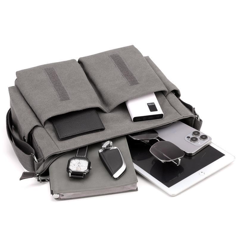 Мужская холщовая сумка, повседневная, носимая, с принтом, сумка через плечо, большая вместимость