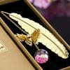 1PCS Classical Bookmarks Metal Feather Butterfly Pendants With Flower Creative Bookmark Gift ZH
