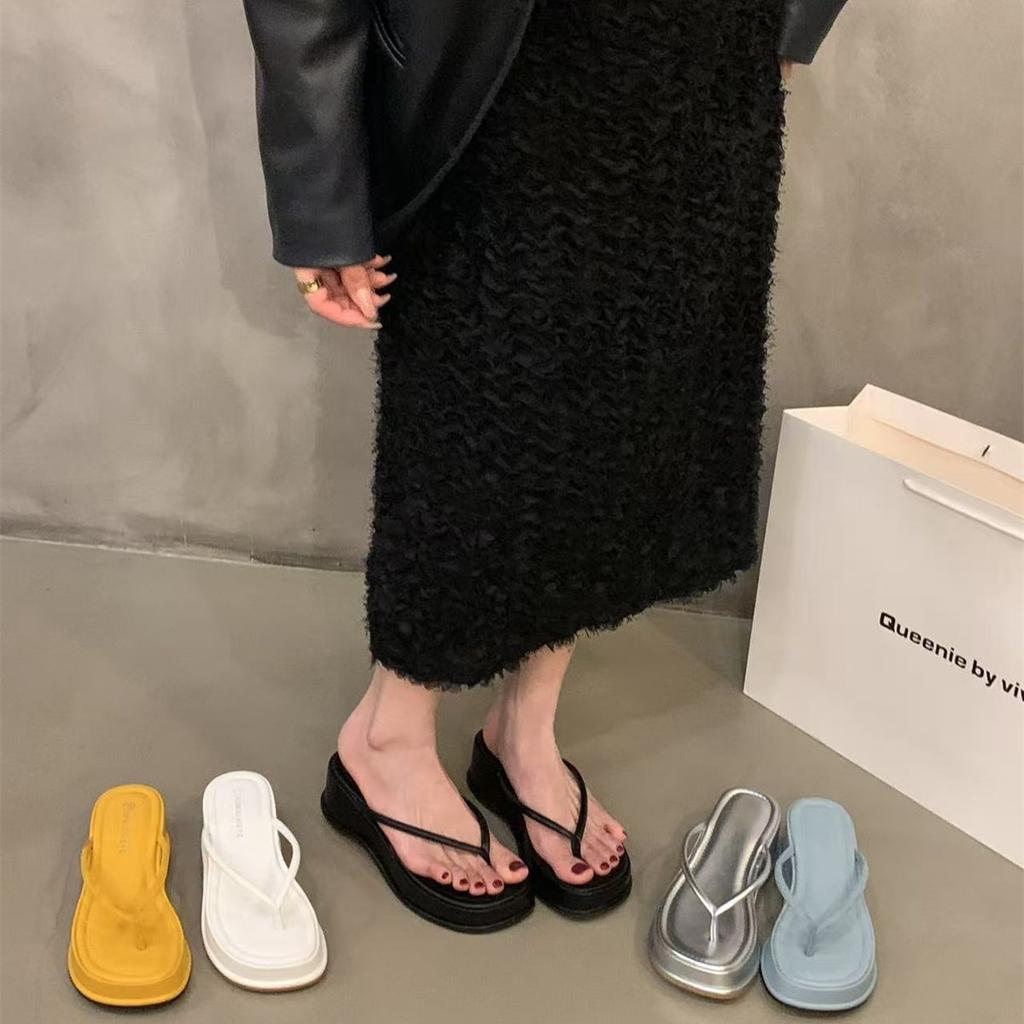 Босоножки на танкетке, шлепанцы с перемычкой, туфельки феи, новинка лета 2025, для улицы, для отпуска, сандалии на толстой подошве