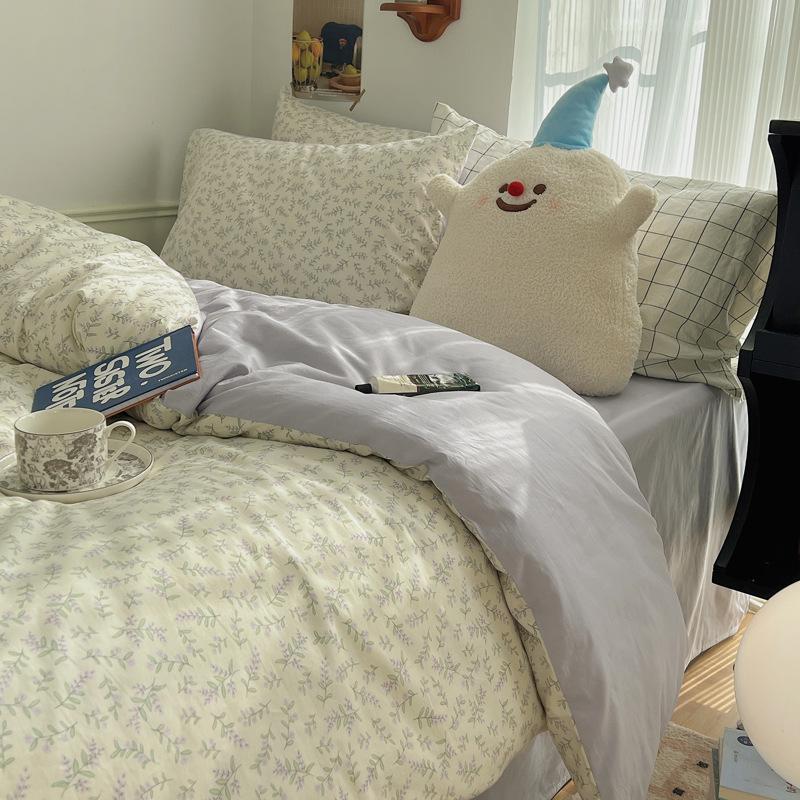 Комплект из четырех предметов из чистого хлопка, счет 60, утолщенное постельное белье из чистого хлопка, комплект из трех предметов, длинноволокнистый хлопок, небольшой свежий пододеяльник, простыня на подгонке.