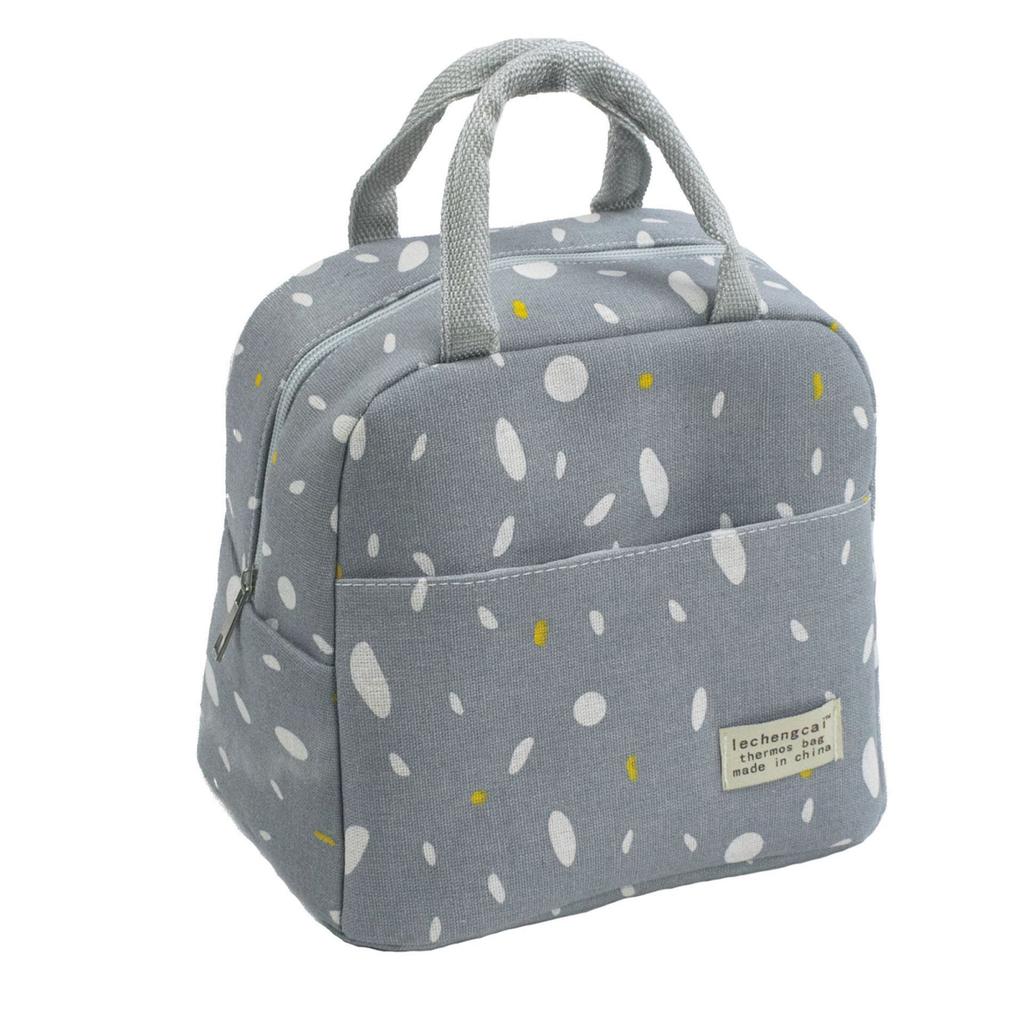 Insulated Lunch Bag Large Capacity Waterproof Foil Lining Rain Print Multi Pockets Leakproof Zipper Closure Portable Reusable Work School Handbag