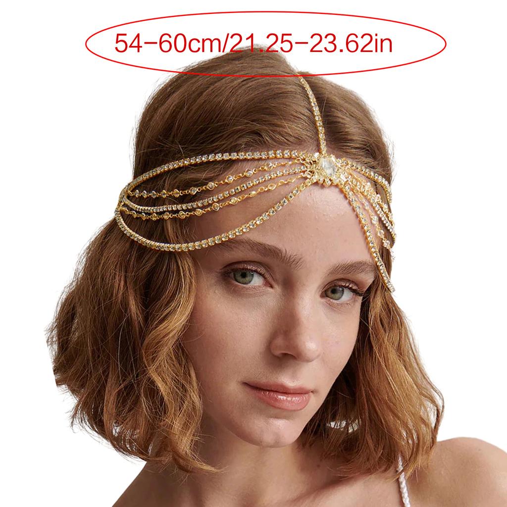 Bridal Wedding Party Headband Bohemian Rhinestone Tiaras Crown Forehead Chain Crystal Forehead Headdress Hair Ornament
